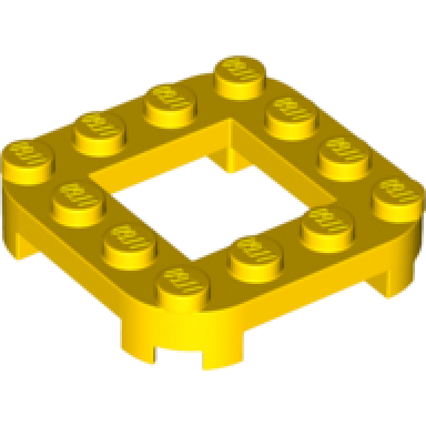 yellow plate modified 4 x 4 with rounded corners 4 feet and 2 x 2 cutout