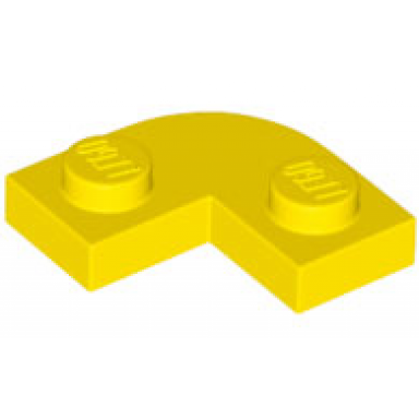 yellow plate round corner 2 x 2 with 1 x 1 cutout