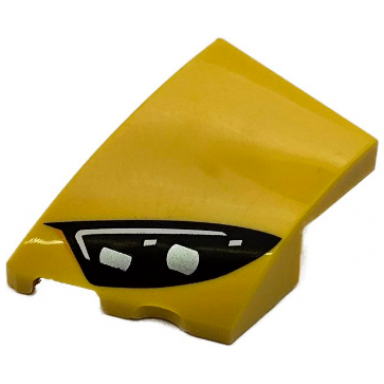 yellow wedge 3 x 2 left no studs with black mercedes-amg car headlight white stripes and 2 silver bulbs pattern