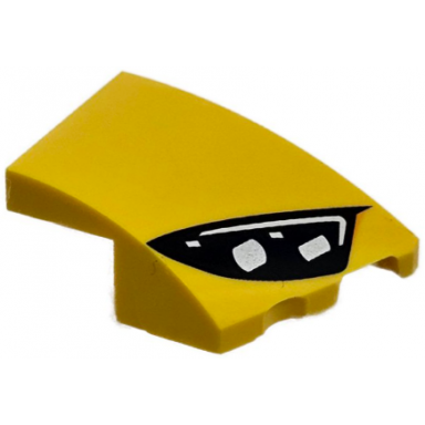 yellow wedge 3 x 2 right no studs with black mercedes-amg car headlight white stripes and 2 silver bulbs pattern