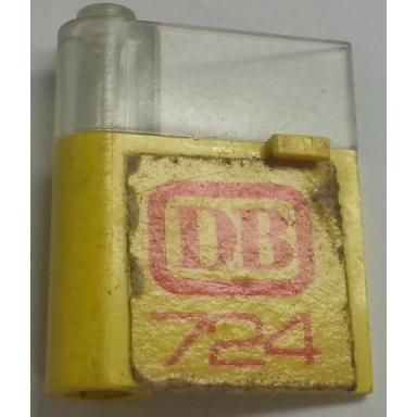 yellow door 1 x 3 x 3 left with horizontal handle with molded trans-clear window and red db and 724 pattern sticker - set 724