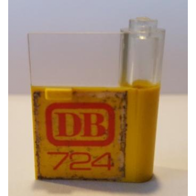 yellow door 1 x 3 x 3 right with horizontal handle with molded trans-clear window and red db and 724 pattern sticker - set 724