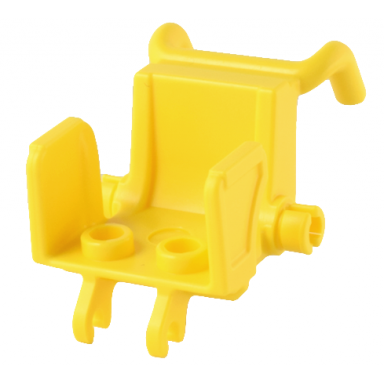 yellow minifigure utensil wheelchair seat with open sides and high arm rests