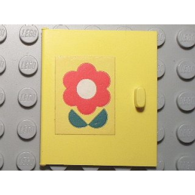 yellow homemaker cupboard door 4 x 4 with red flower and green leaves pattern door handle right sticker - set 263-1