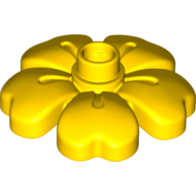 yellow duplo plant flower 3 x 3 with 5 leaves and top stud