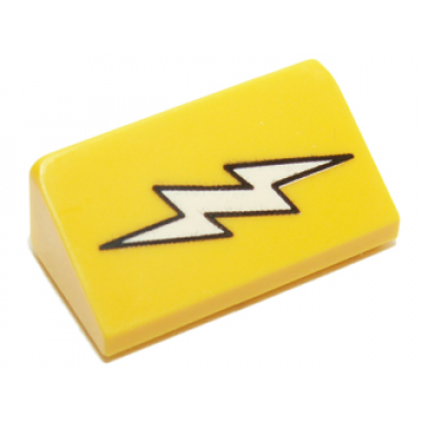 yellow slope 30 1 x 2 x 2 3 with white lightning bolt pattern