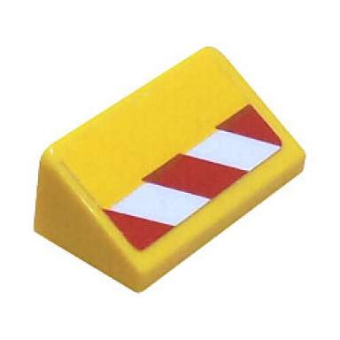 yellow slope 30 1 x 2 x 2 3 with red and white danger stripes pattern model left side sticker - set 60219