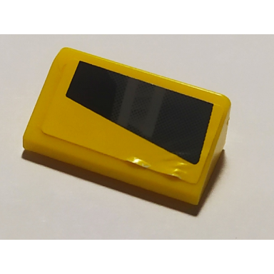 yellow slope 30 1 x 2 x 2 3 with black headlight pattern model right side sticker - set 8169