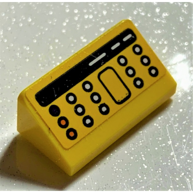 yellow slope 30 1 x 2 x 2 3 with cash register with red and white buttons pattern sticker - set 75978