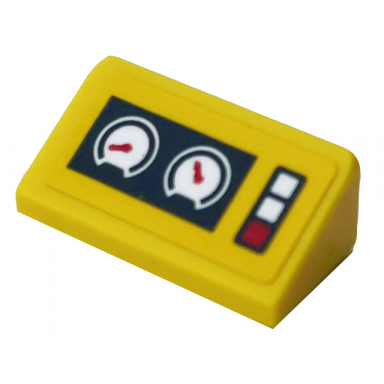 yellow slope 30 1 x 2 x 2 3 with red and white buttons and gauges on black background pattern sticker - set 60407