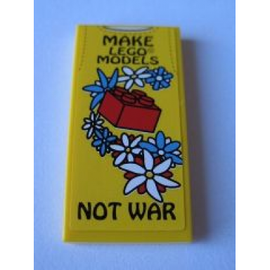 yellow tile 2 x 4 with flowers brick make lego models and not war pattern sticker - set 10220