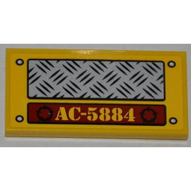 yellow tile 2 x 4 with ac-5884 silver rivets and tread plate pattern sticker - set 5884