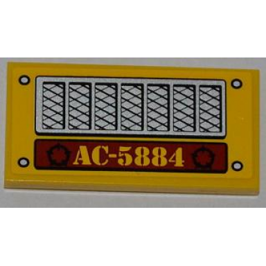 yellow tile 2 x 4 with ac-5884 silver rivets and grille pattern sticker - set 5884