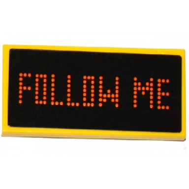 yellow tile 2 x 4 with digital orange follow me on black background pattern sticker - set 60104