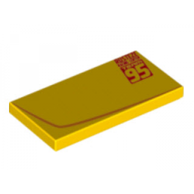yellow tile 2 x 4 with curved line and rusteze racing center team 95 pattern model right side