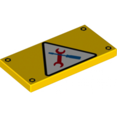 yellow tile 2 x 4 with workshop tools pattern