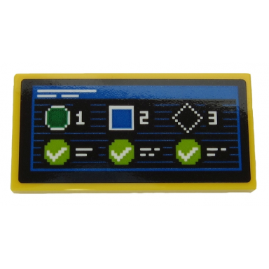 yellow tile 2 x 4 with screen with ski slope rating pattern sticker - set 60203