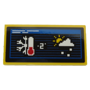 yellow tile 2 x 4 with screen with meteorological data pattern sticker - set 60203