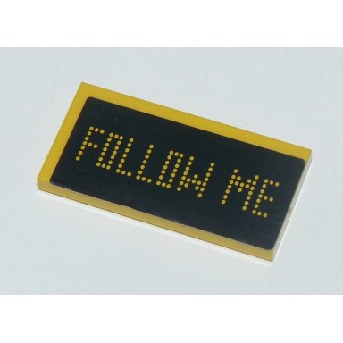 yellow tile 2 x 4 with digital yellow follow me on black background pattern sticker - set 60103