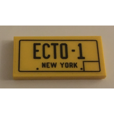 yellow tile 2 x 4 with ecto-1 and new york pattern sticker - set 10274