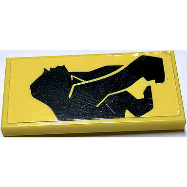 yellow tile 2 x 4 with black gorilla right arm front pattern sticker - set 70632