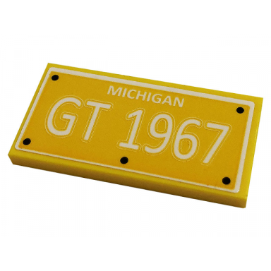 yellow tile 2 x 4 with michigan and gt 1967 pattern sticker - set 10265
