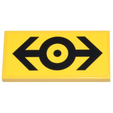 yellow tile 2 x 4 with black train logo on yellow background pattern sticker - set 910002