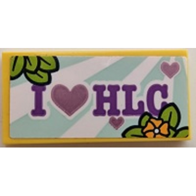 yellow tile 2 x 4 with medium lavender i heart hlc hearts bright light orange flowers and lime leaves pattern sticker - set 41395