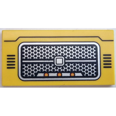 yellow tile 2 x 4 with black silver and orange car front grille pattern