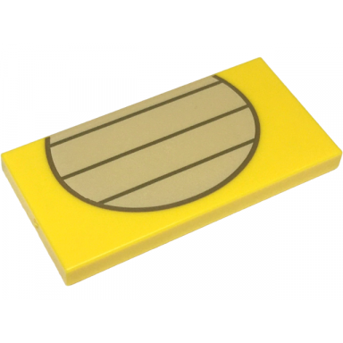 yellow tile 2 x 4 with tan partial circle with dark tan lines pattern super mario roy stomach