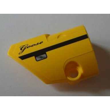 yellow technic panel fairing 1 small smooth short side a with black stripe and goose script pattern sticker - set 8043