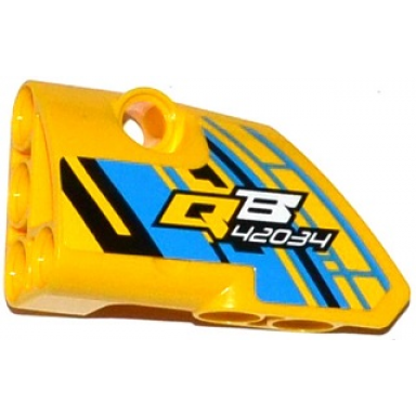 yellow technic panel fairing 1 small smooth short side a with qb 42034 on dark azure yellow and black background pattern sticker - set 42034