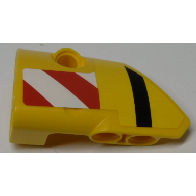 yellow technic panel fairing 1 small smooth short side a with black stripe and red and white danger stripes pattern sticker - set 42009
