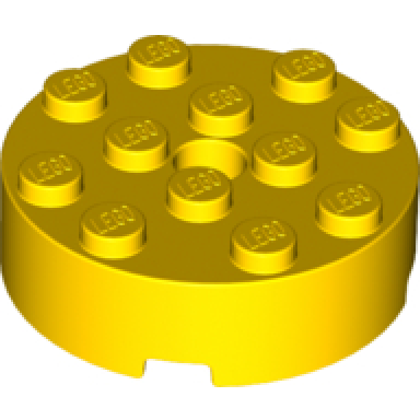 yellow brick round 4 x 4 with hole