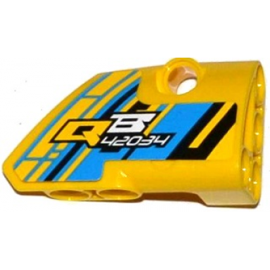 yellow technic panel fairing 2 small smooth short side b with qb 42034 on dark azure yellow and black background pattern sticker - set 42034