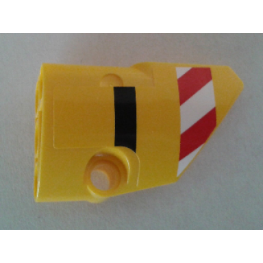yellow technic panel fairing 2 small smooth short side b with red and white danger stripes and black stripe pattern sticker - set 8053