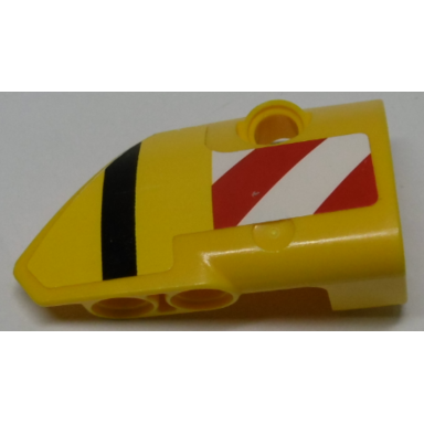 yellow technic panel fairing 2 small smooth short side b with red and white warning stripes black stripe pattern sticker - set 42009