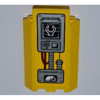 yellow panel 3 x 3 x 6 corner wall without bottom indentations with scanner screen keypad cables danger and gauge pattern sticker - set 5887
