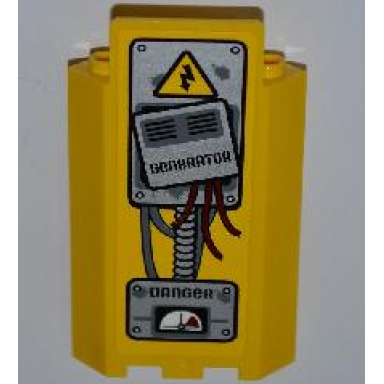 yellow panel 3 x 3 x 6 corner wall without bottom indentations with generator cables danger and gauge pattern sticker - set 5887