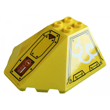 yellow windscreen 6 x 6 x 2 canopy with panel with hull plates silver dots red hatch with exclamation mark and white smoke pattern model left side stickers - set 80008