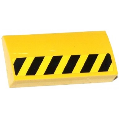 yellow slope curved 2 x 4 x 2 3 with bottom tubes with black and yellow danger stripes half height pattern model right side sticker - set 70814