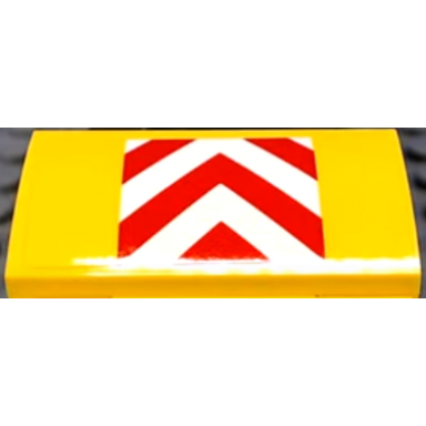yellow slope curved 2 x 4 x 2 3 with bottom tubes with red and white danger chevrons on yellow background pattern sticker - set 60102