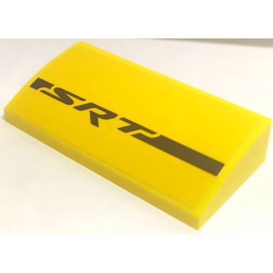 yellow slope curved 2 x 4 x 2 3 with bottom tubes with black stripe and srt pattern model left side sticker - set 75893