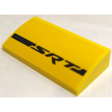 yellow slope curved 2 x 4 x 2 3 with bottom tubes with black stripe and srt pattern model right side sticker - set 75893