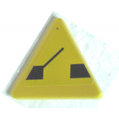 yellow road sign 2 x 2 triangle with clip with black drawbridge pattern sticker - set 8135
