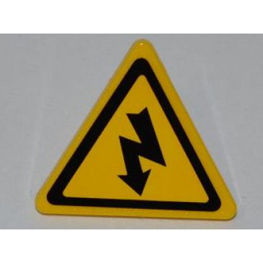 yellow road sign 2 x 2 triangle with clip with electricity danger sign pattern sticker - set 5887