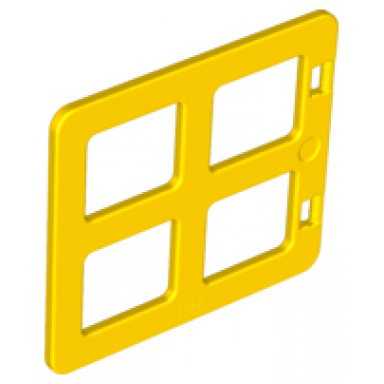 yellow duplo door window pane 1 x 4 x 3 with 4 same size panes square corners
