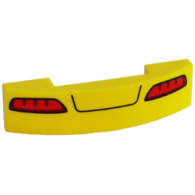 yellow slope curved 4 x 1 x 2 3 double with red taillights and black line pattern
