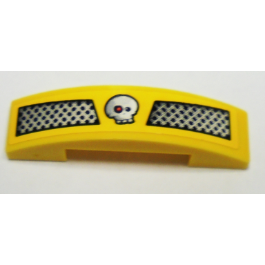 yellow slope curved 4 x 1 x 2 3 double with skull and grille pattern sticker - set 9093