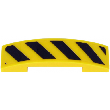 yellow slope curved 4 x 1 x 2 3 double with black danger stripes on transparent background pattern sticker - set 60265
